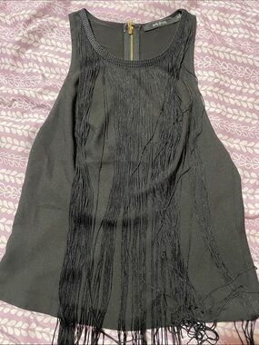 Ark & Co Black Sleeveless Fringe Tank Top